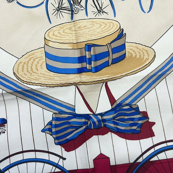 HERMÈS Scarf Les Bécanes 100% Silk 90 - Picture 5 of 12